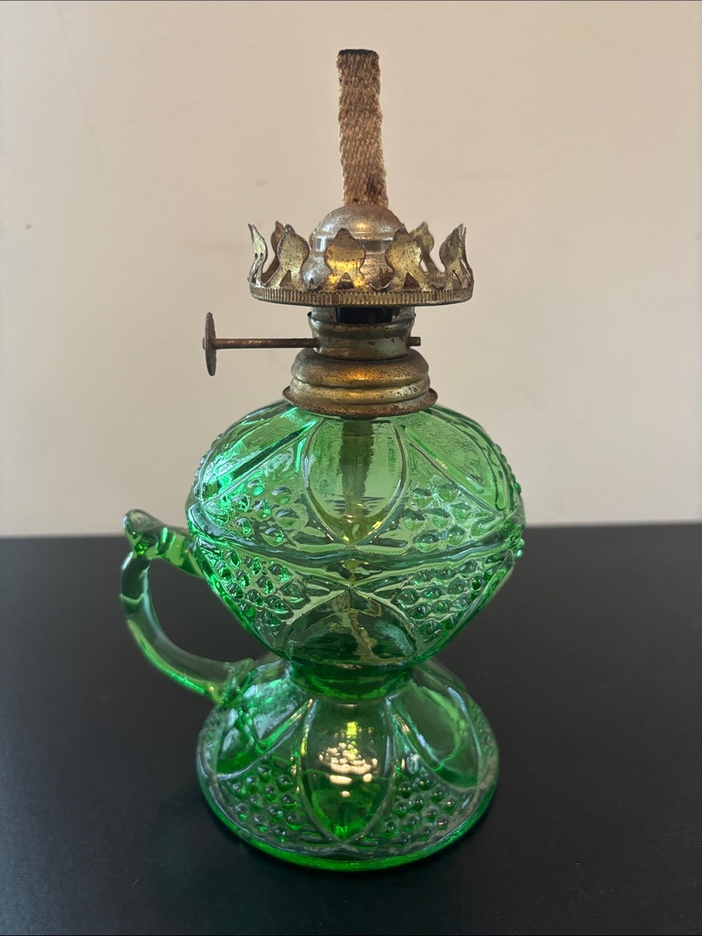 Vintage Green Mini Oil Lamp